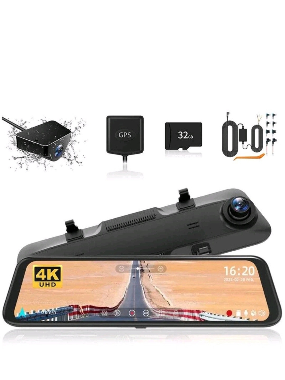 New In Box Wolfbox G850 Rearview Mirror Dash Cam with 32GB Card